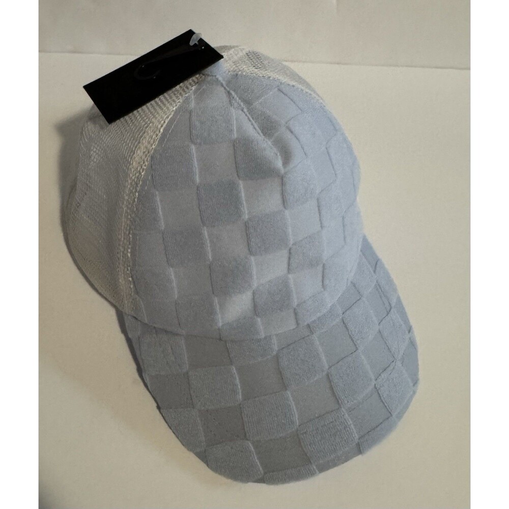 David and Young Light Blue Check Trucker Hat Adjustable Mesh Back Classic
